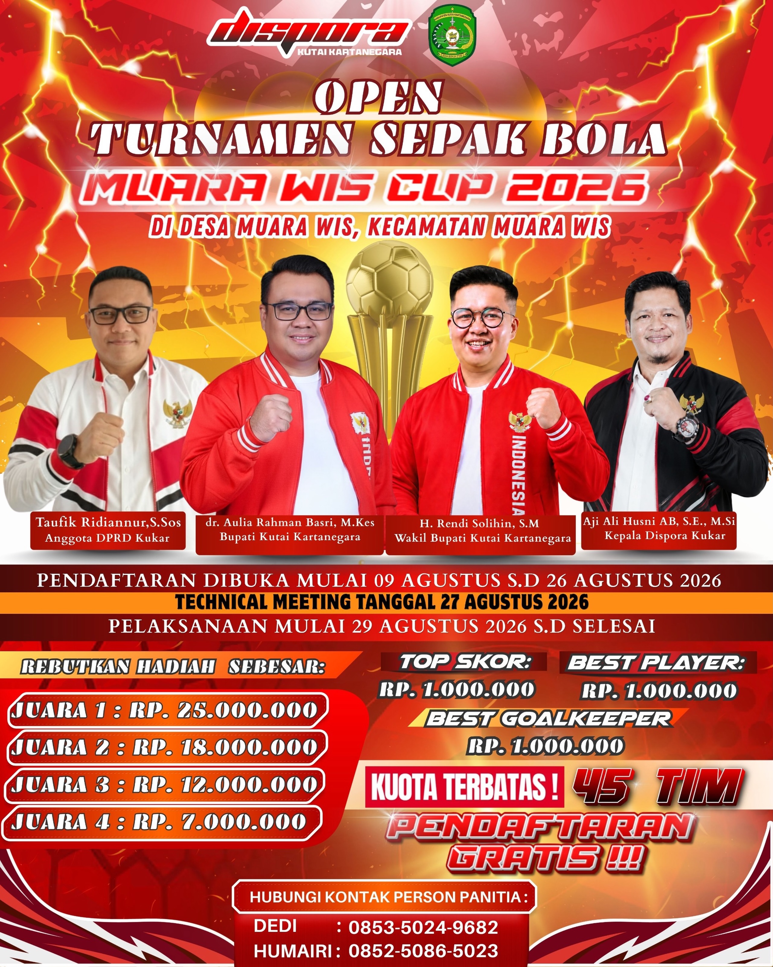 Open Turnamen Sepak Bola Muara Wis Cup 2026 Resmi Dibuka